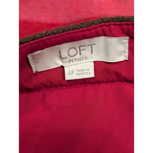 LOFT Petite Wrap Mini Skirt Wool Blend Striped Red Brown 4P Fall - Picture 9 of 10